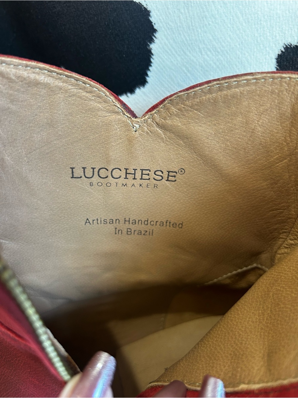 Lucchese Red Leather Cowboy Ankle Booties - Picture 5 of 7